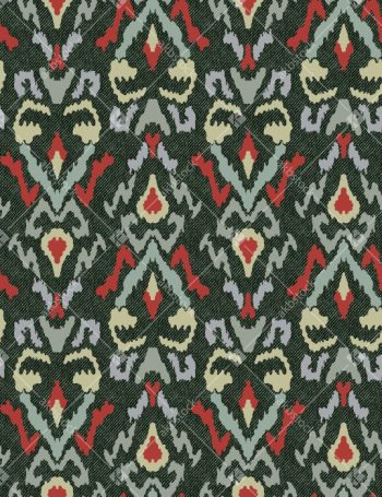 Bold Multicolor Tribal Ikat Seamless Pattern with Textured Ethnic Motifs
