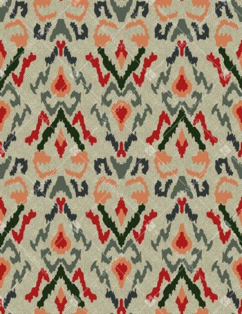 Multicolor Tribal Ikat Seamless Pattern with Textured Ethnic Chevron Motifs