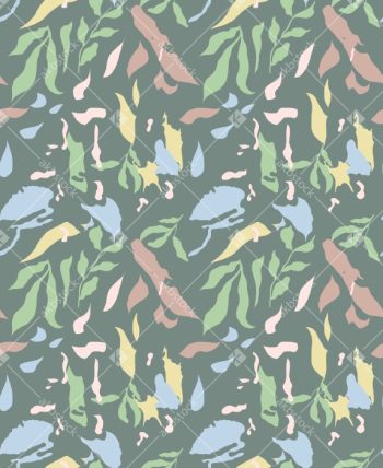 Soft Abstract Botanical Seamless Pattern with Pastel Organic Leaf Shapes