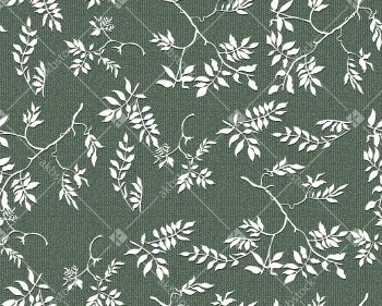 Sage Green Botanical Seamless Pattern with Delicate White Leafy Vine Motifs