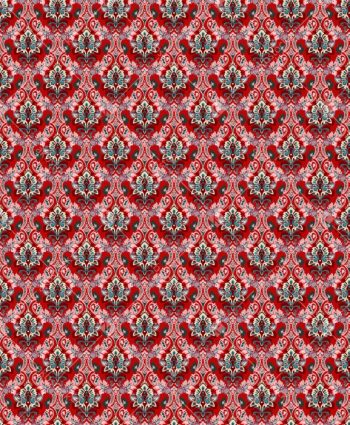 Bold Red Ornamental Seamless Pattern with Floral Damask Ethnic Motifs