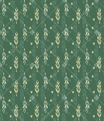 Green Minimal Ethnic Seamless Pattern with Delicate Vertical Buti Motifs