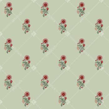 Scattered Vintage Floral Motif Seamless Pattern with Soft Sage Ground and Delicate Botanical Sprigs