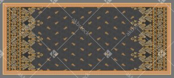 Traditional Charcoal Grey Dupatta Design with Orange Buti and Paisley Borders