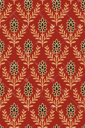 Elegant Traditional Floral Buta Seamless Pattern in Rust Red and Beige for Ethnic Textile and Surface Print Use