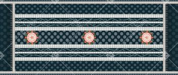 Elegant Ethnic Floral Medallion Dupatta Design with Traditional Border Layout - Color 1