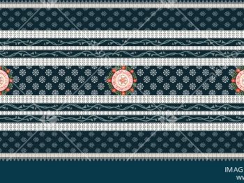 Elegant Ethnic Floral Medallion Dupatta Design with Traditional Border Layout - Color 1