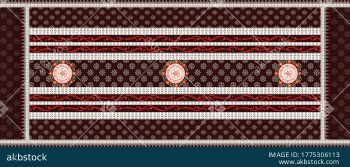 Elegant Ethnic Floral Medallion Dupatta Design with Traditional Border Layout - Color 3