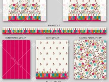 Floral Festive Full Kurti Set – Coordinated Front, Back, Sleeve, Border, Bottom and Dupatta Design