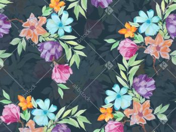 Elegant Watercolor Floral Seamless Pattern Set in Four Versatile Colorways - Color 1