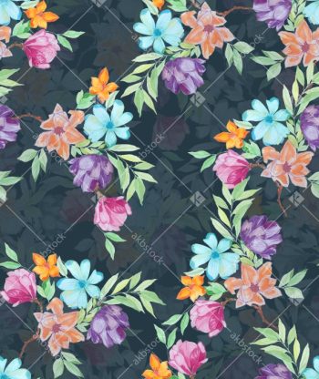 Elegant Watercolor Floral Seamless Pattern Set in Four Versatile Colorways - Color 1