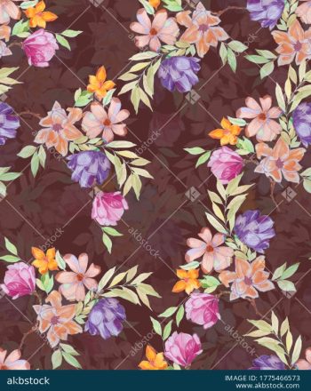 Elegant Watercolor Floral Seamless Pattern Set in Four Versatile Colorways - Color 2