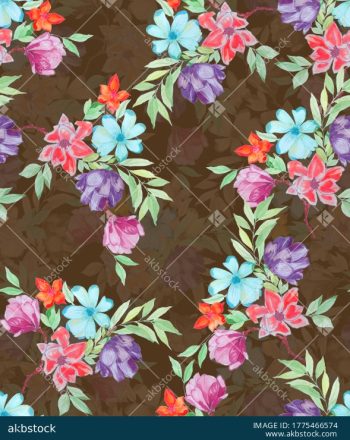 Elegant Watercolor Floral Seamless Pattern Set in Four Versatile Colorways - Color 3