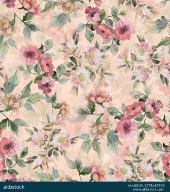 Elegant Watercolor Floral Seamless Pattern Set in Five Premium Colorways - Color 2