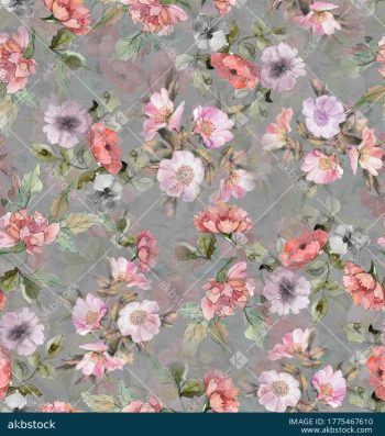 Elegant Watercolor Floral Seamless Pattern Set in Five Premium Colorways - Color 3