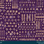 Handmade Tribal Border Seamless Pattern Set with Folk Motif Elements - Color 1