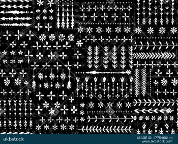 Handmade Tribal Border Seamless Pattern Set with Folk Motif Elements - Color 2