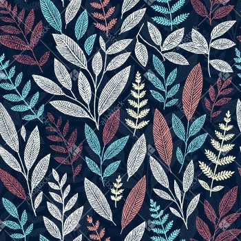 Premium Botanical Leaf Seamless Pattern Collection in Eight Versatile Colorways - Color 1