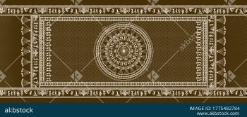 Premium Tribal Medallion warli Border Dupatta Design in Coordinated Ethnic Colorways - Color 2