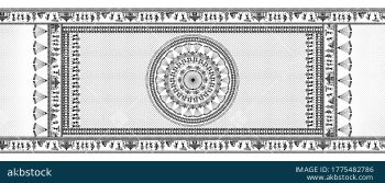 Premium Tribal Medallion warli Border Dupatta Design in Coordinated Ethnic Colorways - Color 4