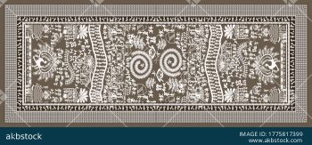 Tribal Story Panel Dupatta in Artisanal Ethnic Colorways - Color 4