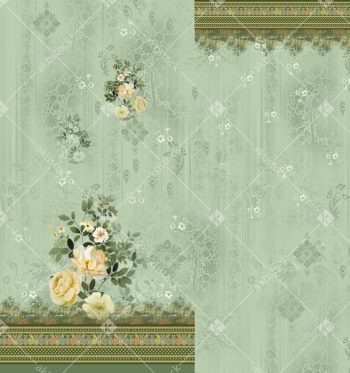 Sage Green Floral Heritage Kurti Front Panel with Right Sleeve Design