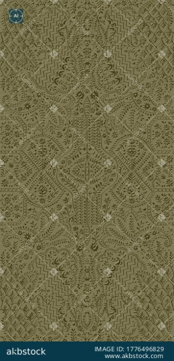 Olive Gulnaar Heritage Kurti Front and Back Panel Design - Color 3