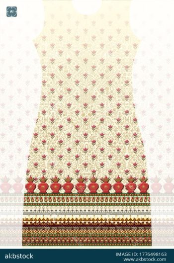 Ivory Gulnaar Heritage Kurti Front Back and Seamless Allover Design - Color 2