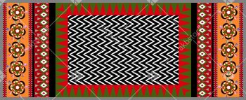 Bold Geometric Ethnic Dupatta Design with Multi Border Layout and Chevron Center