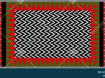 Bold Geometric Ethnic Dupatta Design with Multi Border Layout and Chevron Center