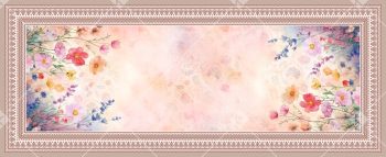 Pastel Floral Watercolor Dupatta Design with Soft Border Frame
