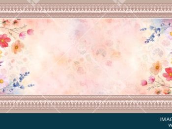 Pastel Floral Watercolor Dupatta Design with Soft Border Frame