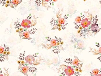 Elegant Watercolor Floral Seamless Pattern with Soft Botanical Bouquets - Color 1