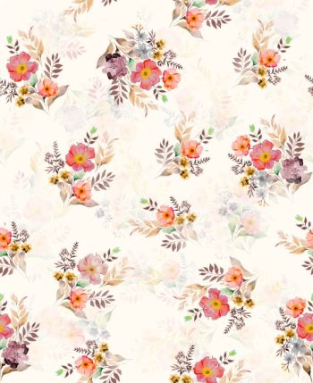Elegant Watercolor Floral Seamless Pattern with Soft Botanical Bouquets - Color 1