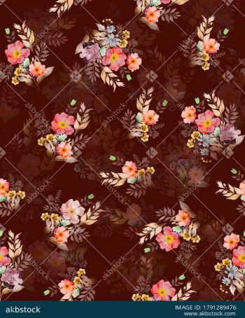Elegant Watercolor Floral Seamless Pattern with Soft Botanical Bouquets - Color 3
