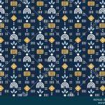 Boho Geometric Seamless Pattern with Abstract Folk Motifs in Earthy Tones - Color 1