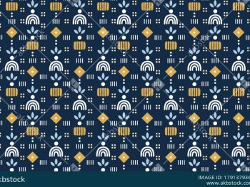 Boho Geometric Seamless Pattern with Abstract Folk Motifs in Earthy Tones - Color 1