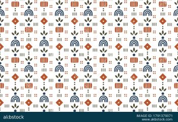 Boho Geometric Seamless Pattern with Abstract Folk Motifs in Earthy Tones - Color 3