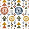 Black Boho Geometric Seamless Pattern with Colorful Folk Tribal Motifs - Color 2