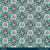 Turquoise Geometric Floral Seamless Pattern with Octagon and Diamond Motifs - Color 1