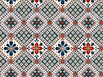 Geometric Floral Diamond Seamless Pattern Set with Three Colorways - Color 1