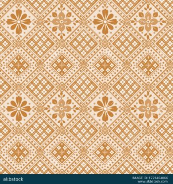 Geometric Floral Diamond Seamless Pattern Set with Three Colorways - Color 3