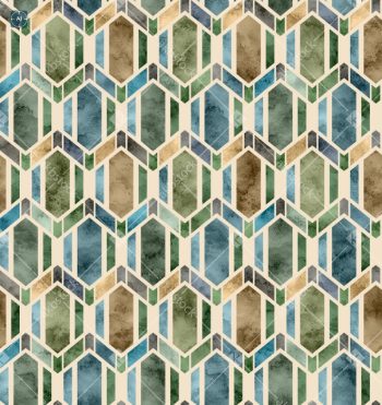 Geometric Hexagon Seamless Pattern Set with Five Earthy Colorways - Color 1