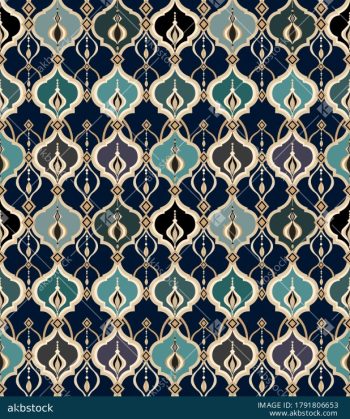Moroccan Ornamental Geometric Seamless Pattern with 4 Luxury Colorways - Color 2