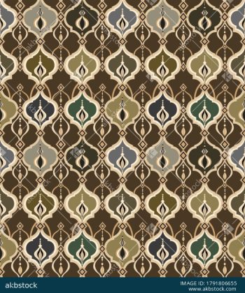 Moroccan Ornamental Geometric Seamless Pattern with 4 Luxury Colorways - Color 4