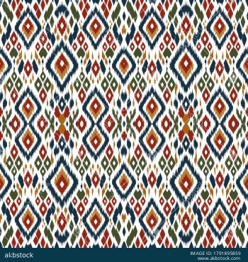 Traditional Ikat Diamond Seamless Pattern Set with Four Coordinated Colorways - Color 2