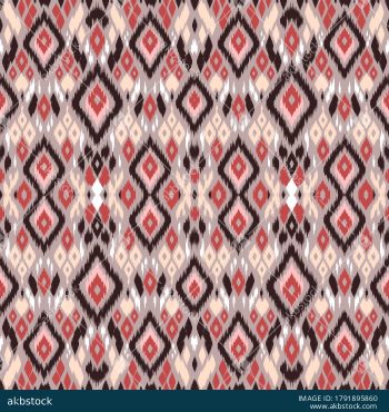 Traditional Ikat Diamond Seamless Pattern Set with Four Coordinated Colorways - Color 3