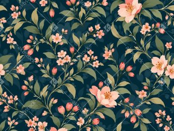 Elegant Floral Seamless Pattern Set with Five Sophisticated Colorways - Color 1