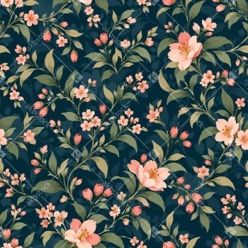 Elegant Floral Seamless Pattern Set with Five Sophisticated Colorways - Color 1