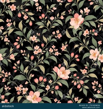 Elegant Floral Seamless Pattern Set with Five Sophisticated Colorways - Color 2